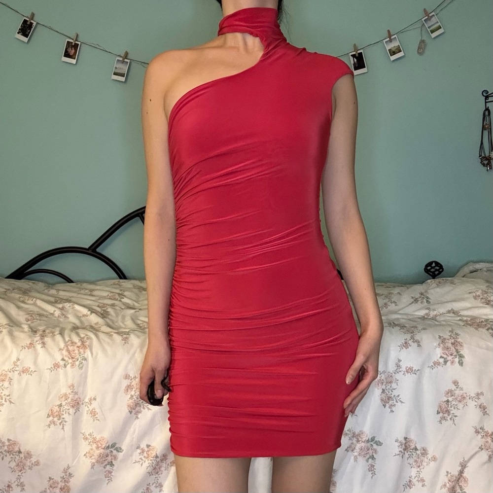 Nasty Gal Red One-Shoulder Dress